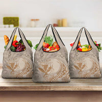 Hawaii Monk Seal and Map Grocery Bag Polynesian Kanaka Maoli Beige Vibe