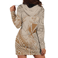 Hawaii Monk Seal and Map Hoodie Dress Polynesian Kanaka Maoli Beige Vibe LT9 - Polynesian Pride