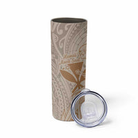 Hawaii Monk Seal and Map Skinny Tumbler Polynesian Kanaka Maoli Beige Vibe LT9 - Polynesian Pride