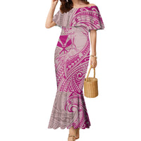 Hawaii Monk Seal and Map Family Matching Mermaid Dress and Hawaiian Shirt Polynesian Kanaka Maoli Pink Vibe LT9 Mom's Dress Pink - Polynesian Pride