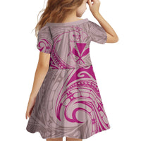 Hawaii Monk Seal and Map Kid Short Sleeve Dress Polynesian Kanaka Maoli Pink Vibe