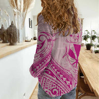 Hawaii Monk Seal and Map Women Casual Shirt Polynesian Kanaka Maoli Pink Vibe LT9 - Polynesian Pride