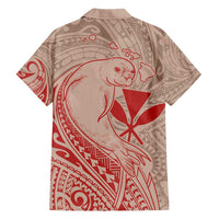 Hawaii Monk Seal and Map Family Matching Long Sleeve Bodycon Dress and Hawaiian Shirt Polynesian Kanaka Maoli Red Vibe LT9 - Polynesian Pride