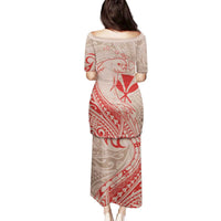 Hawaii Monk Seal and Map Family Matching Puletasi and Hawaiian Shirt Polynesian Kanaka Maoli Red Vibe LT9 - Polynesian Pride