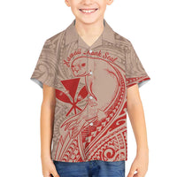 Hawaii Monk Seal and Map Family Matching Tank Maxi Dress and Hawaiian Shirt Polynesian Kanaka Maoli Red Vibe LT9 Son's Shirt Red - Polynesian Pride