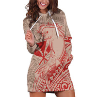 Hawaii Monk Seal and Map Hoodie Dress Polynesian Kanaka Maoli Red Vibe LT9 Red - Polynesian Pride