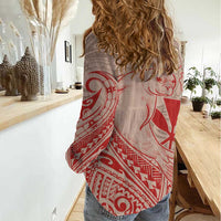Hawaii Monk Seal and Map Women Casual Shirt Polynesian Kanaka Maoli Red Vibe LT9 - Polynesian Pride
