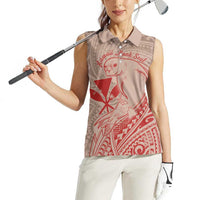 Hawaii Monk Seal and Map Women Sleeveless Polo Shirt Polynesian Kanaka Maoli Red Vibe LT9 - Polynesian Pride