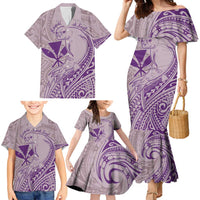 Hawaii Monk Seal and Map Family Matching Mermaid Dress and Hawaiian Shirt Polynesian Kanaka Maoli Violet Vibe LT9 - Polynesian Pride