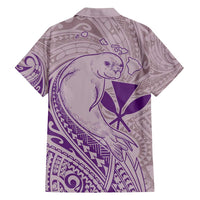 Hawaii Monk Seal and Map Family Matching Off Shoulder Maxi Dress and Hawaiian Shirt Polynesian Kanaka Maoli Violet Vibe LT9 - Polynesian Pride