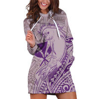 Hawaii Monk Seal and Map Hoodie Dress Polynesian Kanaka Maoli Violet Vibe LT9 Violet - Polynesian Pride