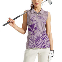 Hawaii Monk Seal and Map Women Sleeveless Polo Shirt Polynesian Kanaka Maoli Violet Vibe LT9 - Polynesian Pride