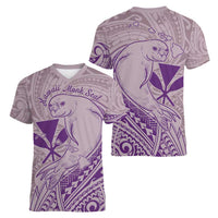 Hawaii Monk Seal and Map Women V-Neck T-Shirt Polynesian Kanaka Maoli Violet Vibe LT9 - Polynesian Pride