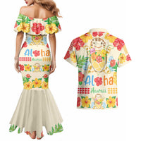 Kawaii Turtle Couples Matching Mermaid Dress and Hawaiian Shirt Aloha Hibiscus Flowers LT9 - Polynesian Pride
