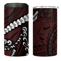 Polynesian Girl Tribal Tattoo 4 in 1 Can Cooler Tumbler Oxbood Vibe LT9 One Size: 16 oz Oxblood - Polynesian Pride