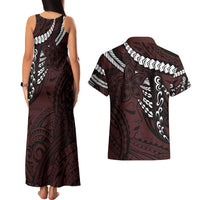 Polynesian Girl Tribal Tattoo Couples Matching Tank Maxi Dress and Hawaiian Shirt Oxbood Vibe LT9 - Polynesian Pride