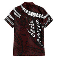 Polynesian Girl Tribal Tattoo Family Matching Off The Shoulder Long Sleeve Dress and Hawaiian Shirt Oxbood Vibe LT9 - Polynesian Pride