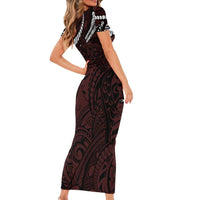 Polynesian Girl Tribal Tattoo Family Matching Short Sleeve Bodycon Dress and Hawaiian Shirt Oxbood Vibe LT9 - Polynesian Pride