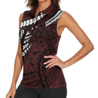 Polynesian Girl Tribal Tattoo Women Sleeveless Polo Shirt Oxbood Vibe LT9 - Polynesian Pride