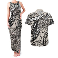 Polynesian Girl Tribal Tattoo Couples Matching Tank Maxi Dress and Hawaiian Shirt Beige Vibe LT9 Beige - Polynesian Pride
