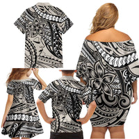 Polynesian Girl Tribal Tattoo Family Matching Off Shoulder Short Dress and Hawaiian Shirt Beige Vibe LT9 - Polynesian Pride