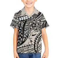 Polynesian Girl Tribal Tattoo Family Matching Tank Maxi Dress and Hawaiian Shirt Beige Vibe LT9 Son's Shirt Beige - Polynesian Pride
