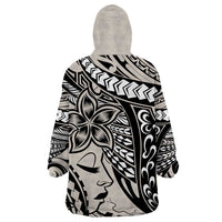 Polynesian Girl Tribal Tattoo Wearable Blanket Hoodie Beige Vibe LT9 - Polynesian Pride