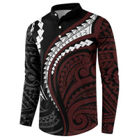 Polynesian Oxblood Line Art Tribal Tattoo Button Sweatshirt