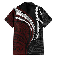 Polynesian Oxblood Line Art Tribal Tattoo Family Matching Summer Maxi Dress and Hawaiian Shirt LT9 - Polynesian Pride