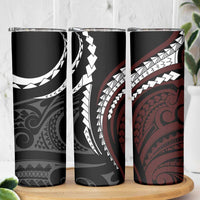 Polynesian Oxblood Line Art Tribal Tattoo Skinny Tumbler LT9 - Polynesian Pride