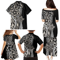 Polynesian Plumeria Floral Tattoo Pattern Family Matching Puletasi and Hawaiian Shirt Beige Style LT9 - Polynesian Pride