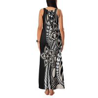 Polynesian Plumeria Floral Tattoo Pattern Family Matching Tank Maxi Dress and Hawaiian Shirt Beige Style LT9 - Polynesian Pride