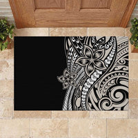 Polynesian Plumeria Floral Tattoo Pattern Rubber Doormat Beige Style