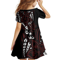 Polynesian Plumeria Floral Tattoo Pattern Family Matching Off The Shoulder Long Sleeve Dress and Hawaiian Shirt Oxblood Style LT9 - Polynesian Pride