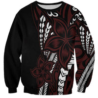 Polynesian Plumeria Floral Tattoo Pattern Sweatshirt Oxblood Style