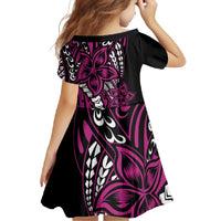 Polynesian Plumeria Floral Tattoo Pattern Family Matching Long Sleeve Bodycon Dress and Hawaiian Shirt Pink Style LT9 - Polynesian Pride