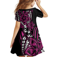 Polynesian Plumeria Floral Tattoo Pattern Family Matching Off The Shoulder Long Sleeve Dress and Hawaiian Shirt Pink Style LT9 - Polynesian Pride