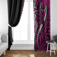 Polynesian Plumeria Floral Tattoo Pattern Window Curtain Pink Style