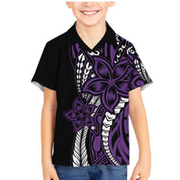 Polynesian Plumeria Floral Tattoo Pattern Family Matching Mermaid Dress and Hawaiian Shirt Purple Style LT9 Son's Shirt Purple - Polynesian Pride