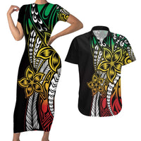 Polynesian Plumeria Floral Tattoo Pattern Couples Matching Short Sleeve Bodycon Dress and Hawaiian Shirt Reggae Style LT9 Reggae - Polynesian Pride