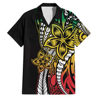 Polynesian Plumeria Floral Tattoo Pattern Family Matching Mermaid Dress and Hawaiian Shirt Reggae Style LT9 Dad's Shirt - Short Sleeve Reggae - Polynesian Pride