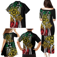 Polynesian Plumeria Floral Tattoo Pattern Family Matching Puletasi and Hawaiian Shirt Reggae Style LT9 - Polynesian Pride