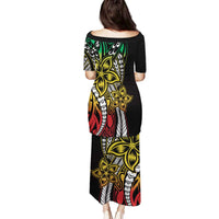 Polynesian Plumeria Floral Tattoo Pattern Family Matching Puletasi and Hawaiian Shirt Reggae Style LT9 - Polynesian Pride