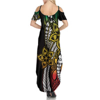 Polynesian Plumeria Floral Tattoo Pattern Family Matching Summer Maxi Dress and Hawaiian Shirt Reggae Style LT9 - Polynesian Pride
