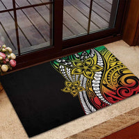 Polynesian Plumeria Floral Tattoo Pattern Rubber Doormat Reggae Style