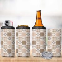 Hawaiian Palaka Quilt Pattern 4 in 1 Can Cooler Tumbler Hawaii Culture Bird of Paradise Exotic Motif LT9 - Polynesian Pride