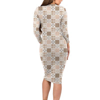 Hawaiian Palaka Quilt Pattern Family Matching Long Sleeve Bodycon Dress and Hawaiian Shirt Hawaii Culture Bird of Paradise Exotic Motif LT9 - Polynesian Pride