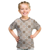 Hawaiian Palaka Quilt Pattern Kid T Shirt Hawaii Culture Bird of Paradise Exotic Motif LT9 Beige - Polynesian Pride