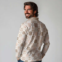 Hawaiian Palaka Quilt Pattern Long Sleeve Polo Shirt Hawaii Culture Bird of Paradise Exotic Motif LT9 - Polynesian Pride