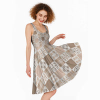 Hawaiian Palaka Quilt Pattern Midi Dress Hawaii Culture Bird of Paradise Exotic Motif LT9 - Polynesian Pride
